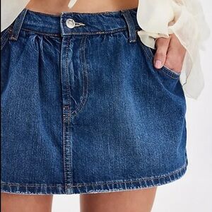 We The Free Blue Denim Mini Skirt